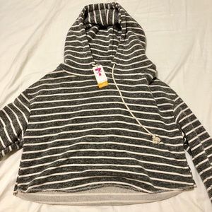 Cropped Striped Gray Hoodie